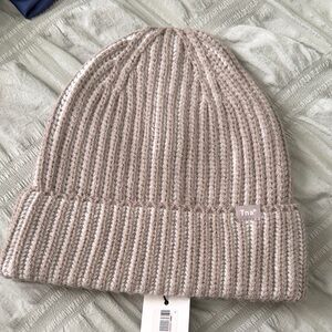 TNA Ribbed Knit Beanie in Light Taupe